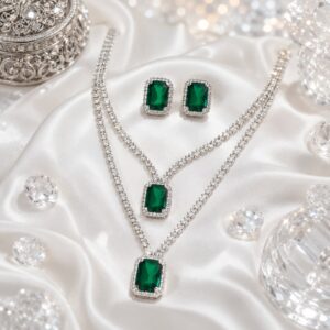 Emerald Green Crystal Jewellery Set