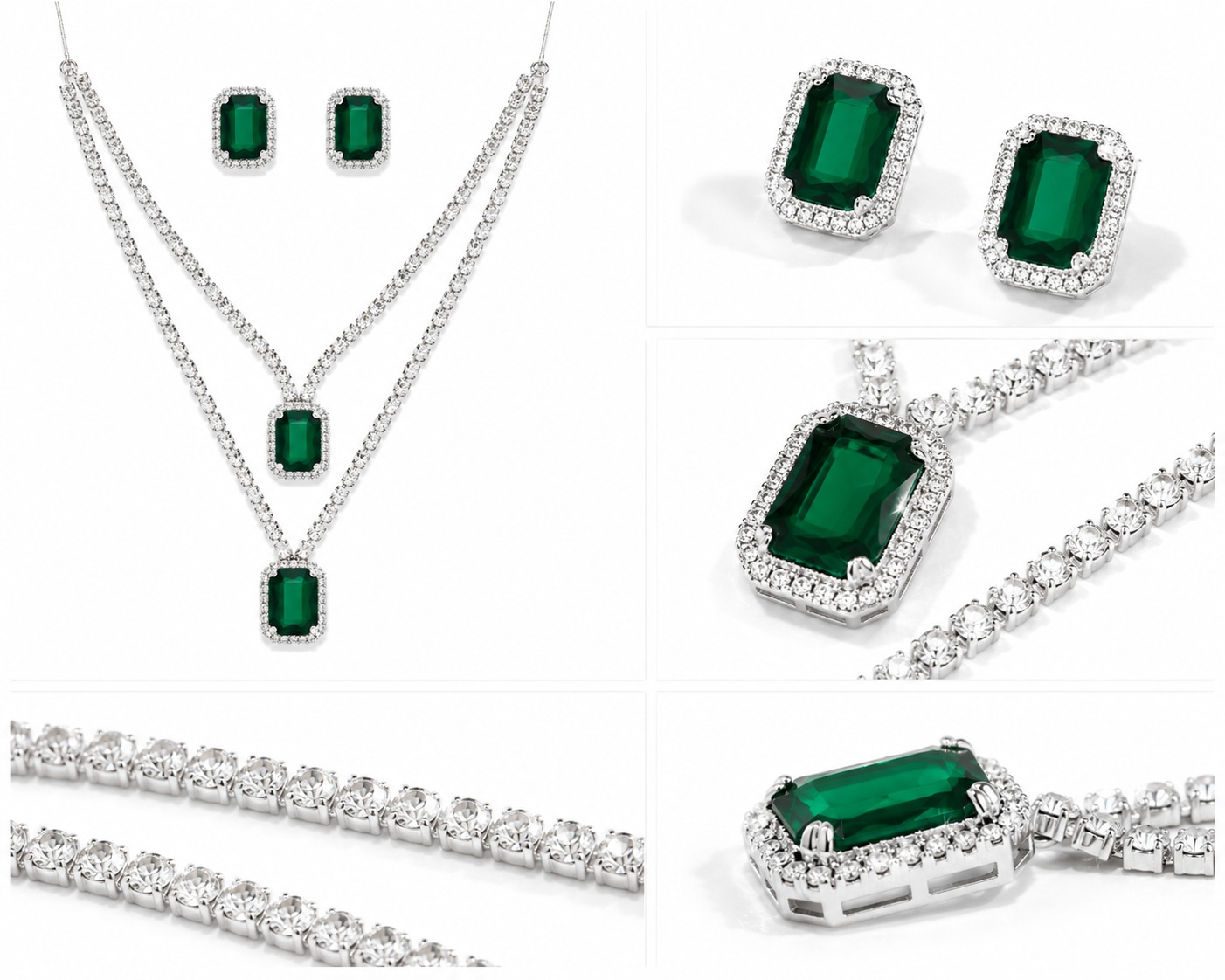 Emerald Green Crystal Jewellery Set - Image 3