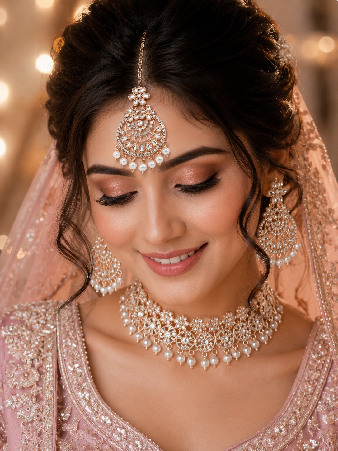 Royal Pearl Chandrika Maang Tikka - Image 4