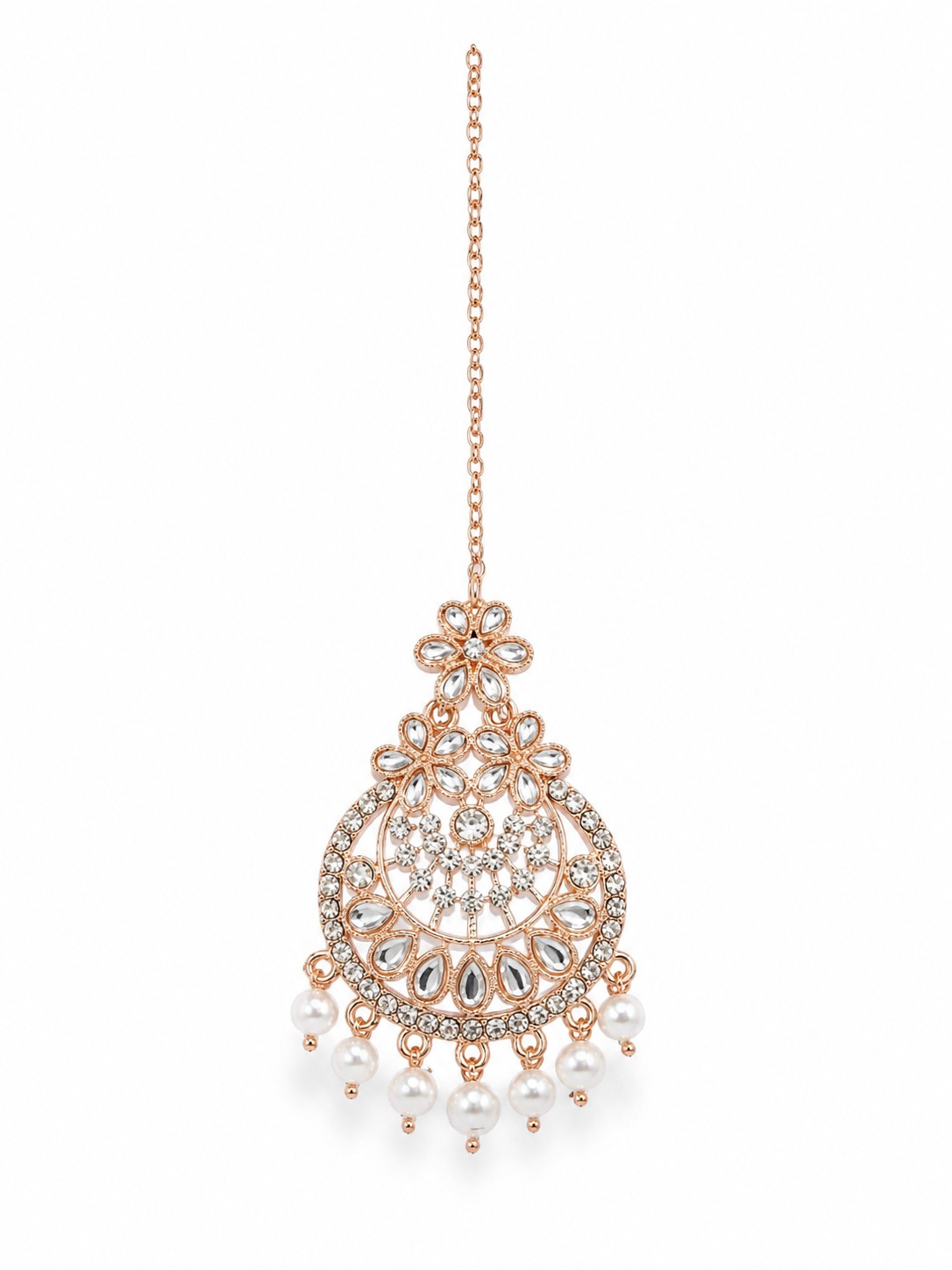 Royal Pearl Charm Maang Tikka - Image 5