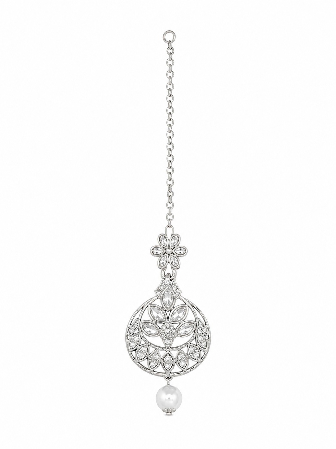 Designer Ethnic Pearl Drop Maang Tikka for Women - Image 4