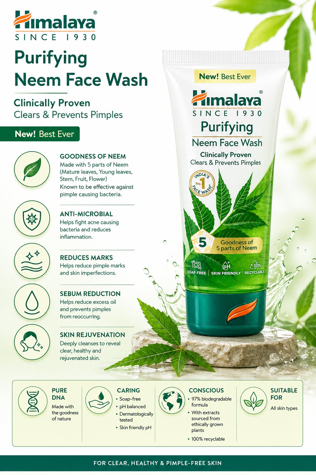 Neem Clear Purifying Face Wash - Image 2