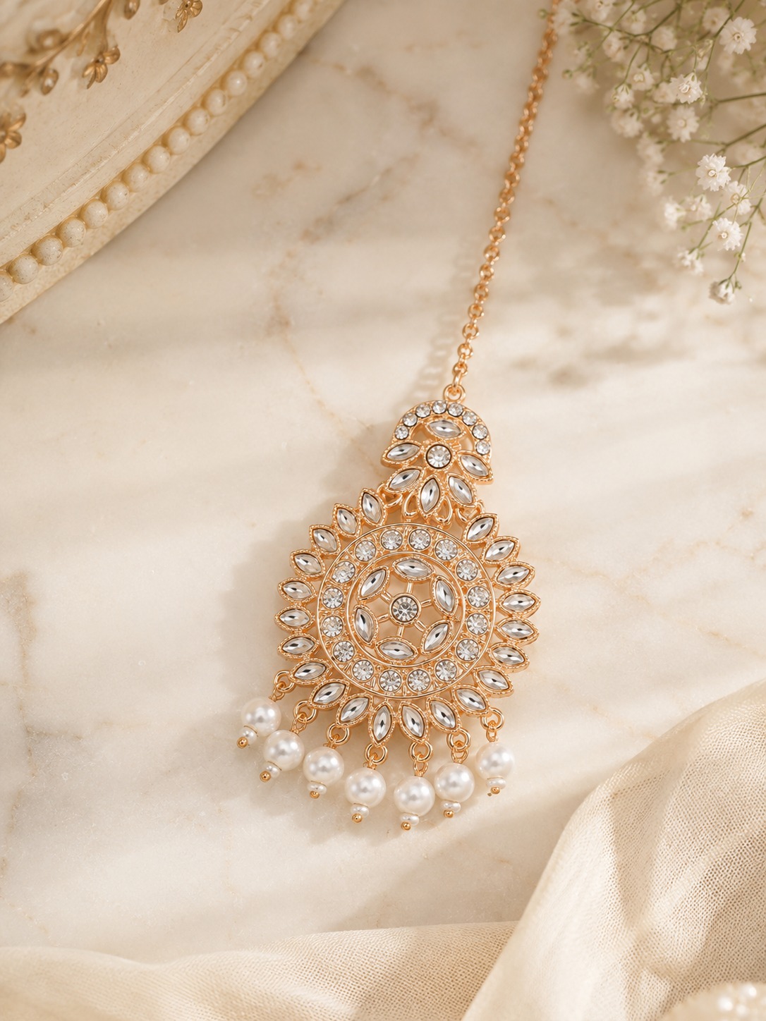 Royal Pearl Charm Maang Tikka