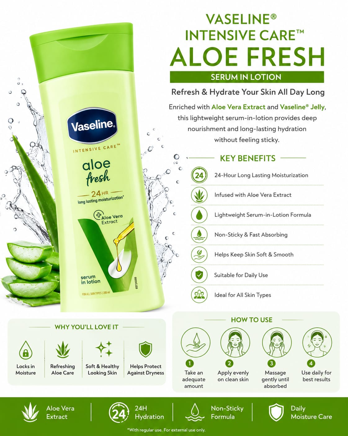 Vaseline Aloe Fresh Body Lotion - Image 2