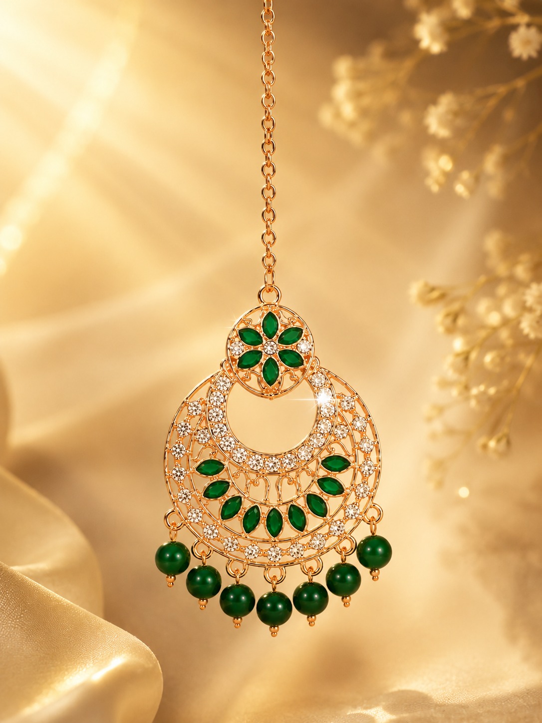 Emerald Bloom Maang Tikka