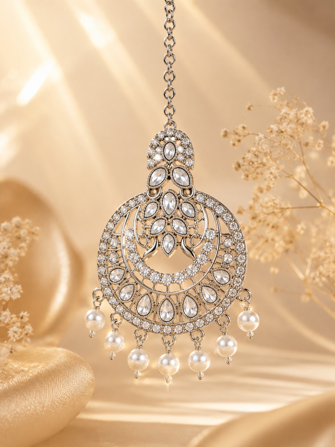 Pearl Royale Crystal Maang Tikka