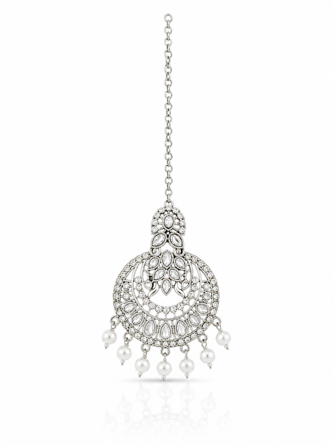 Pearl Royale Crystal Maang Tikka - Image 4