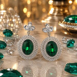Emerald Green Crystal Drop Earrings