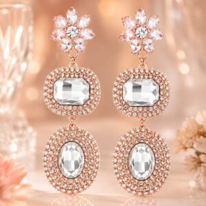 Diamond Look Floral Drop Earrings