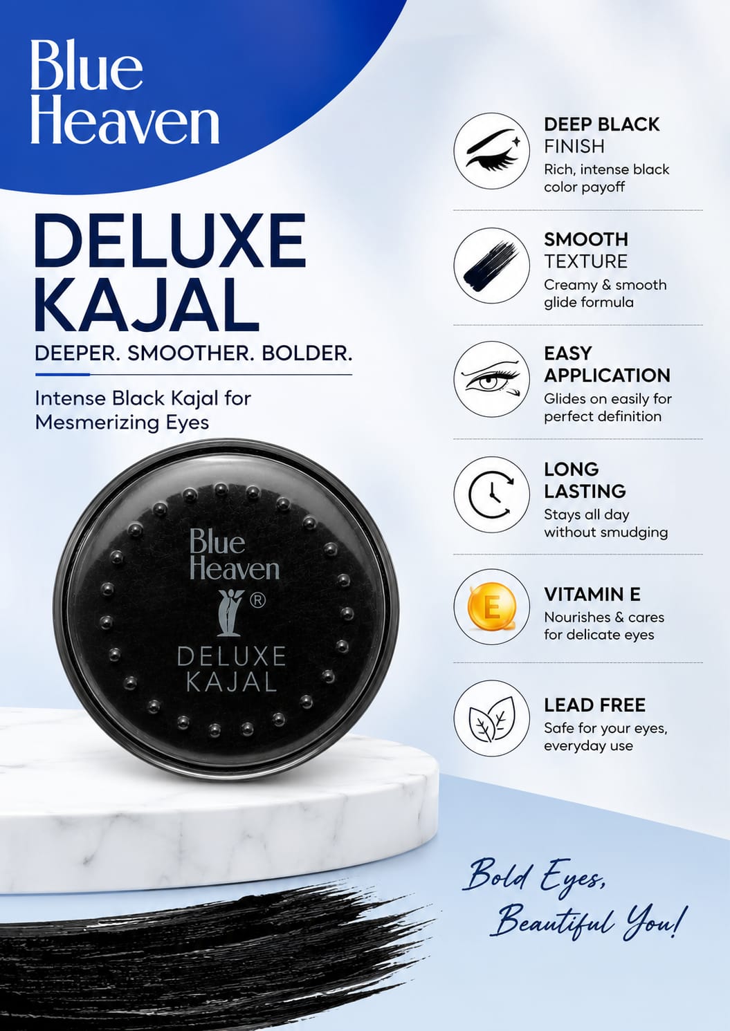 Blue Heaven Herbal Kajal Pot – Intense Black Eye Kajal - Image 5
