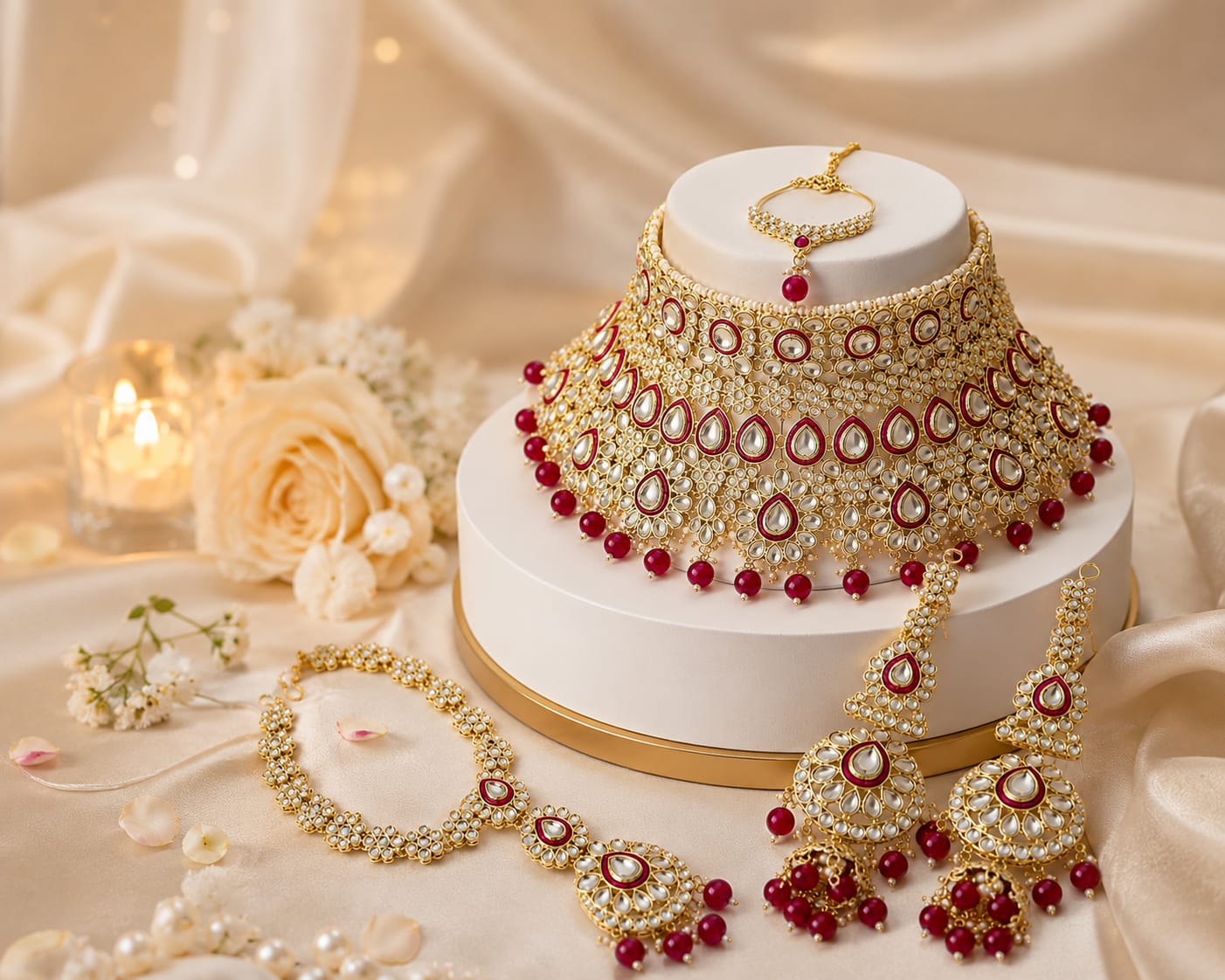 Zarina Ruby Kundan Bridal Set
