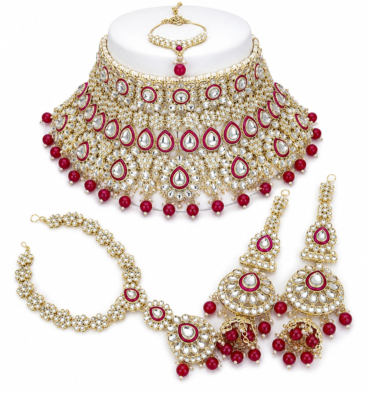 Zarina Ruby Kundan Bridal Set - Image 3