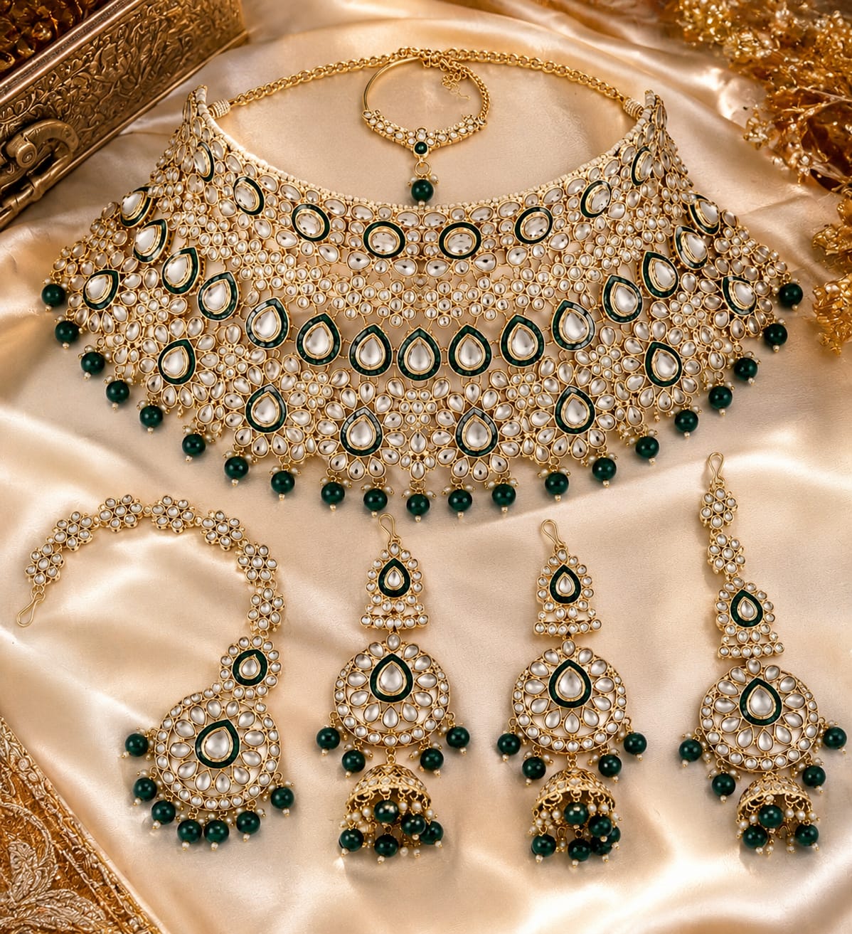 Royal Green Kundan Bridal Jewellery Set
