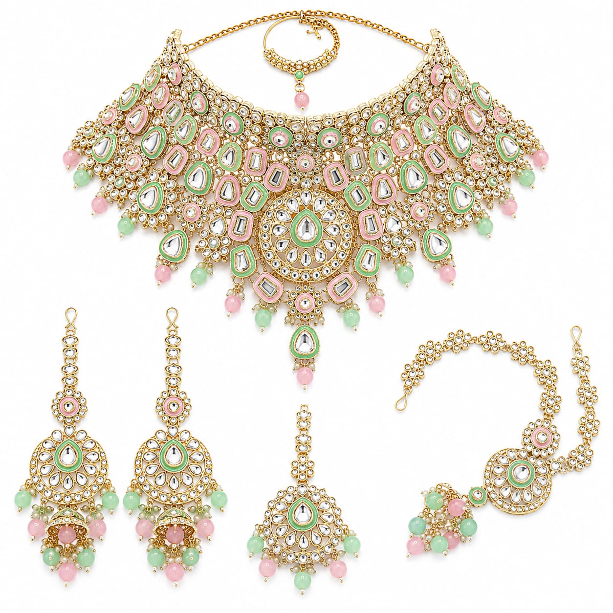 Royal Mint Pink Bridal Jewellery Set - Image 4