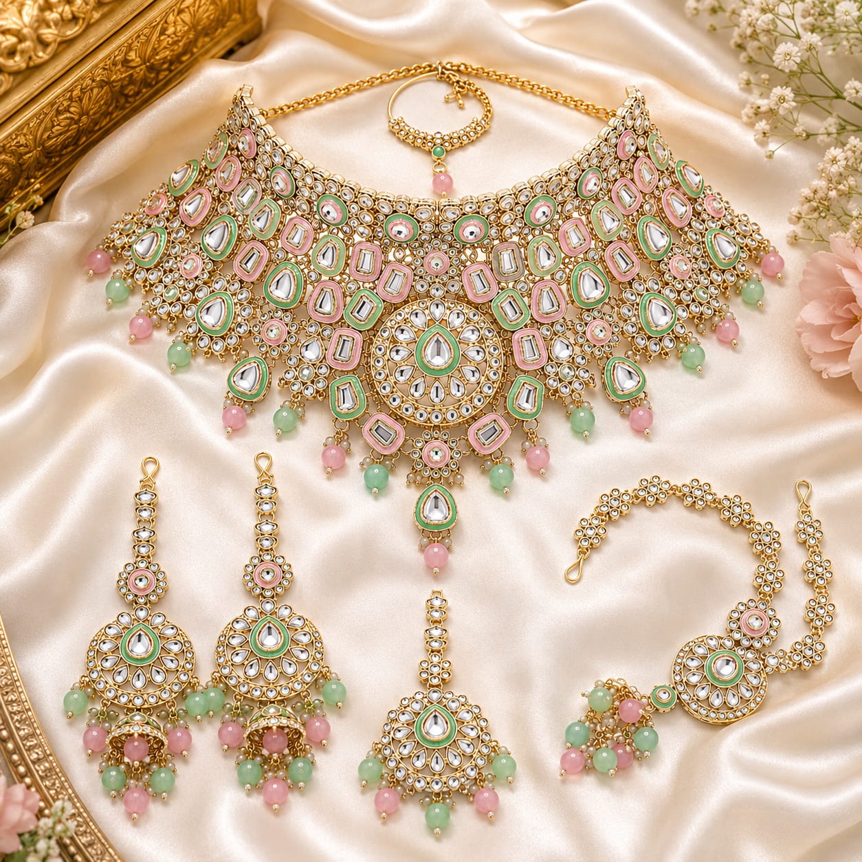 Royal Mint Pink Bridal Jewellery Set