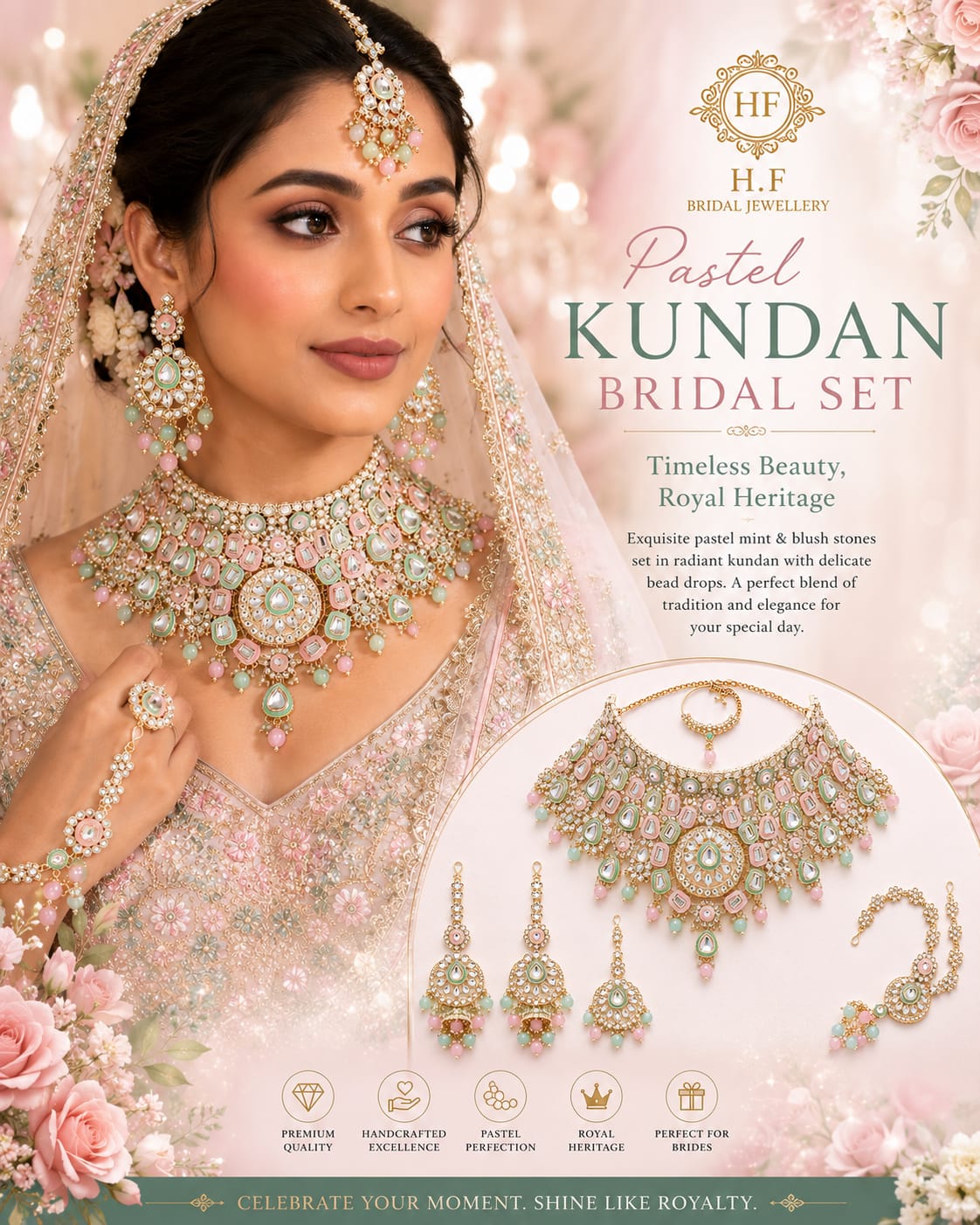 Royal Mint Pink Bridal Jewellery Set - Image 3