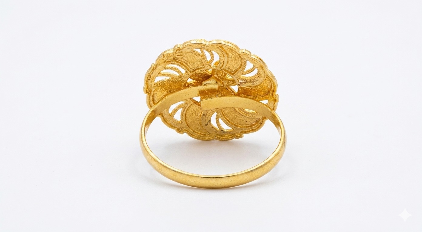 Traditional Gold-Tone Designer Flower Ring - Image 3