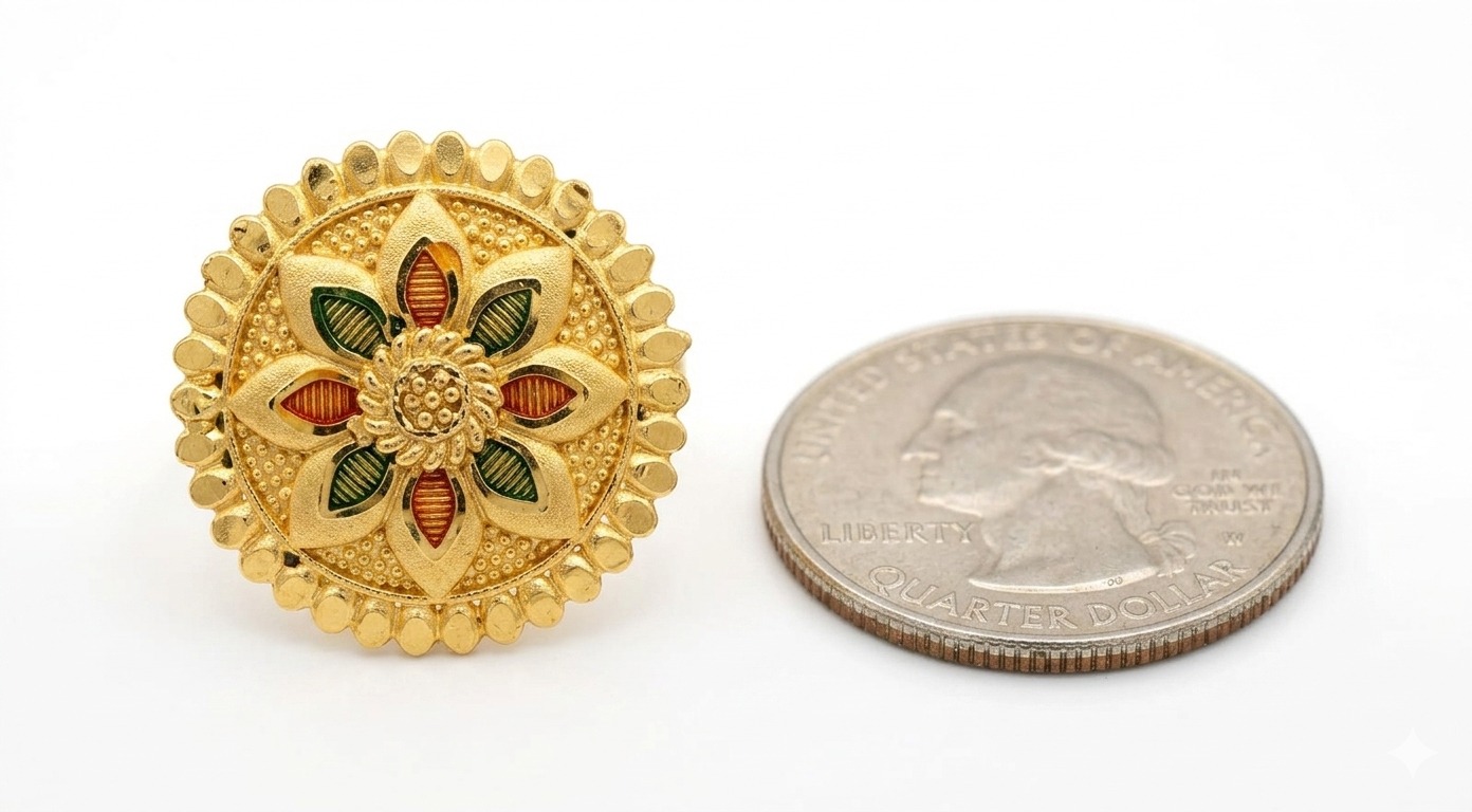 Traditional Lotus Flower Designer Ring - Image 2