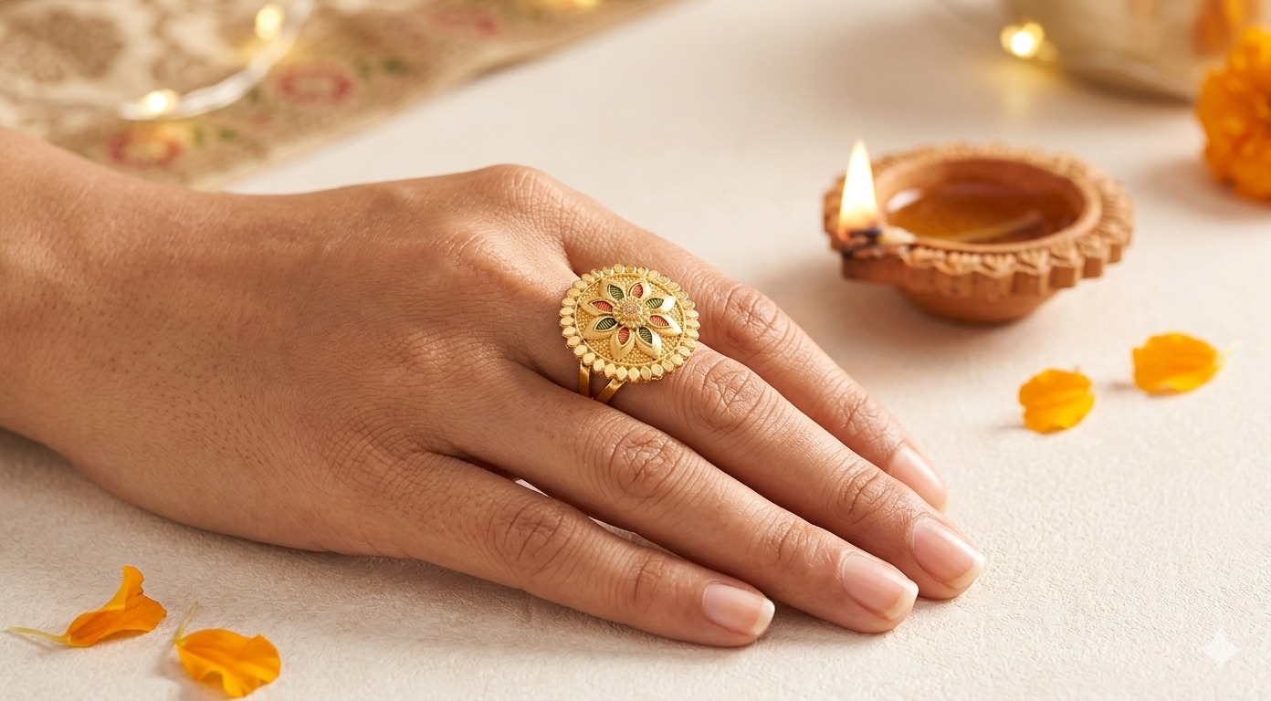 Traditional Lotus Flower Designer Ring - Image 3