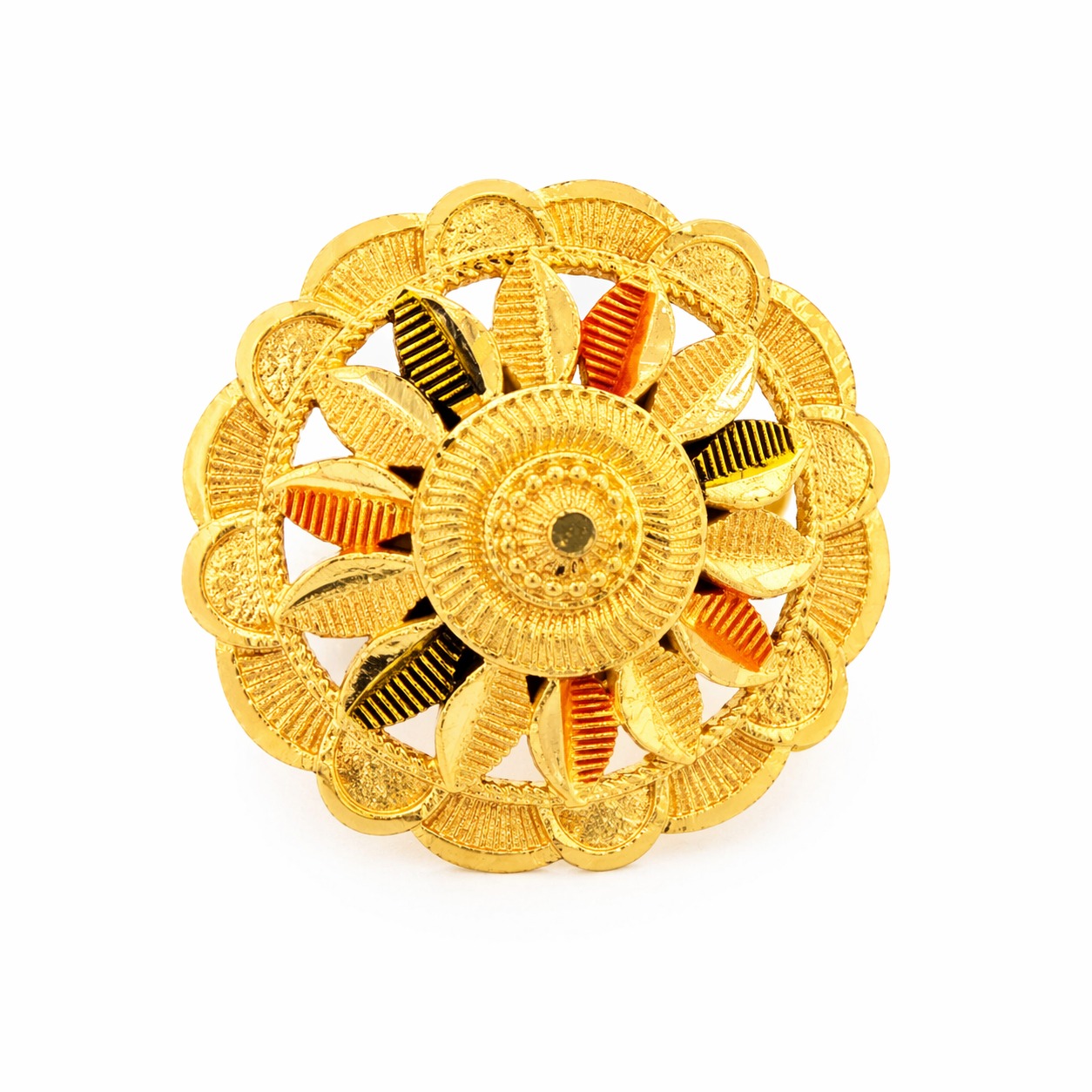 Golden Sunflower Meenakari Adjustable Ring - Image 2