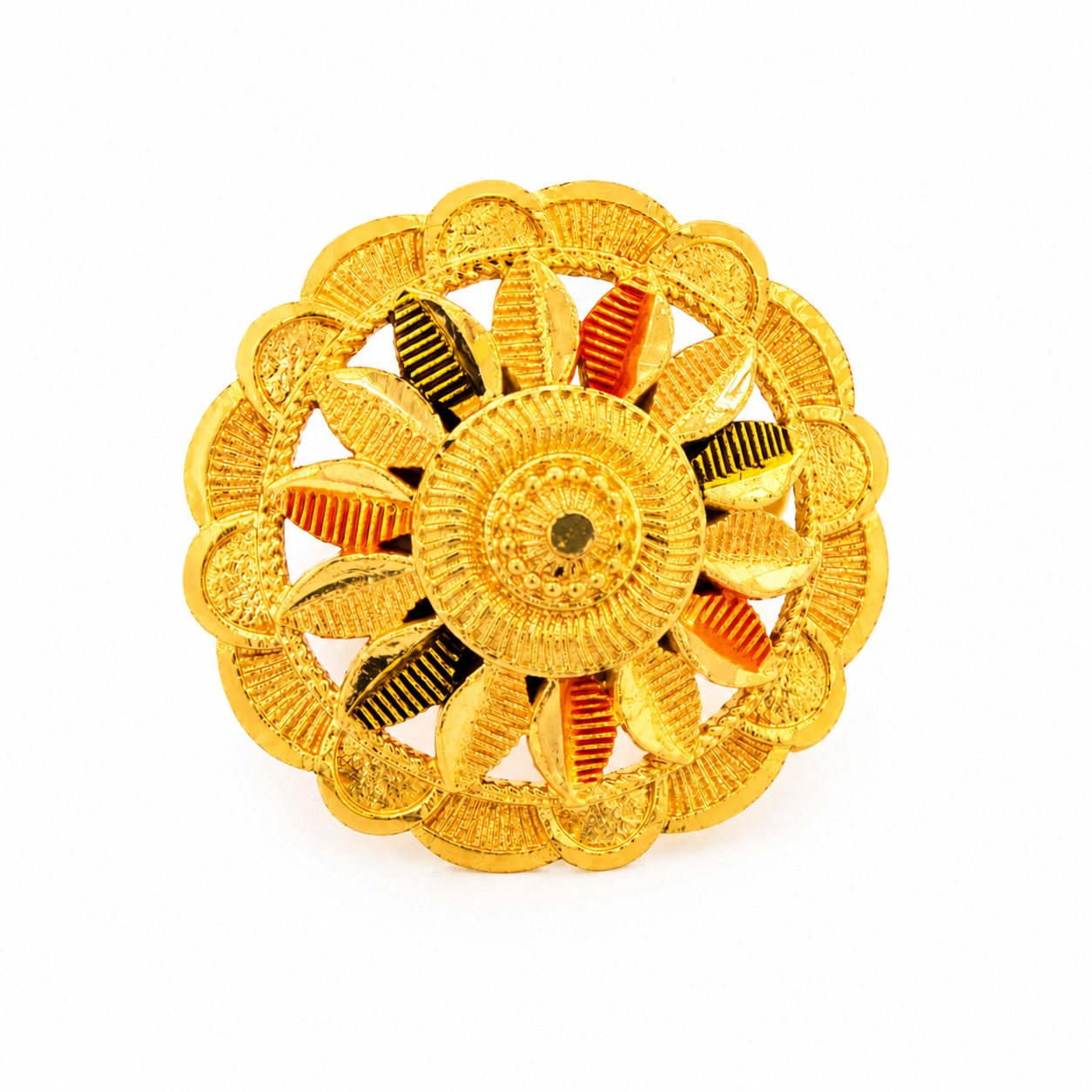 Golden Sunflower Meenakari Adjustable Ring