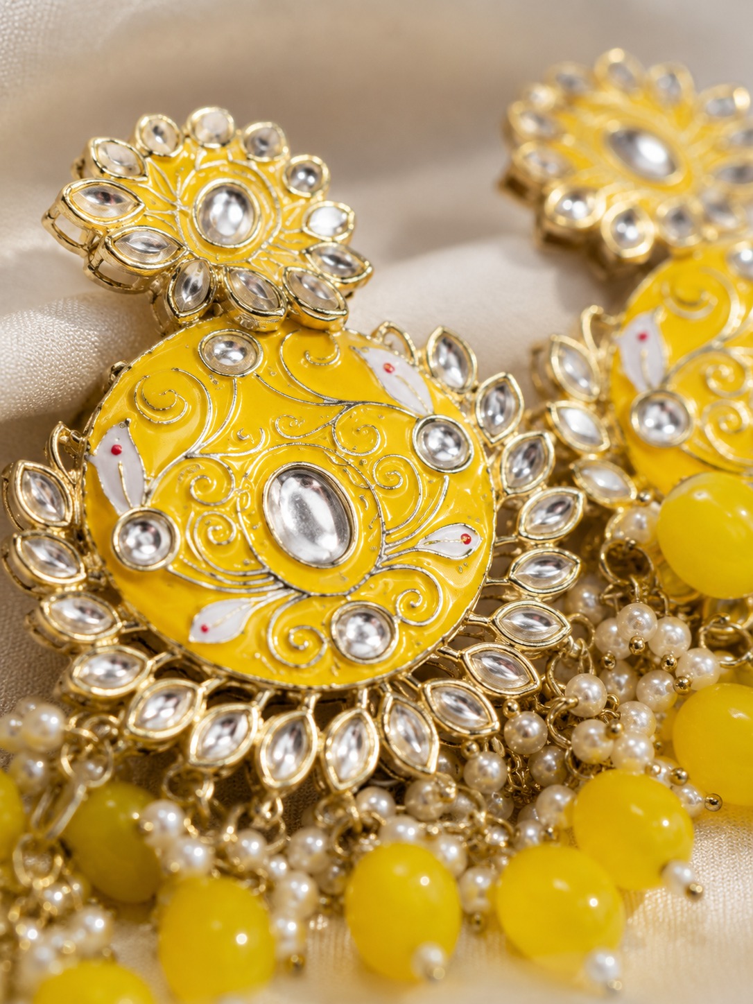 Sunshine Meenakari Chandbali Kaan Chain Set - Image 2