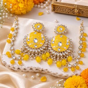 Sunshine Meenakari Chandbali Kaan Chain Set