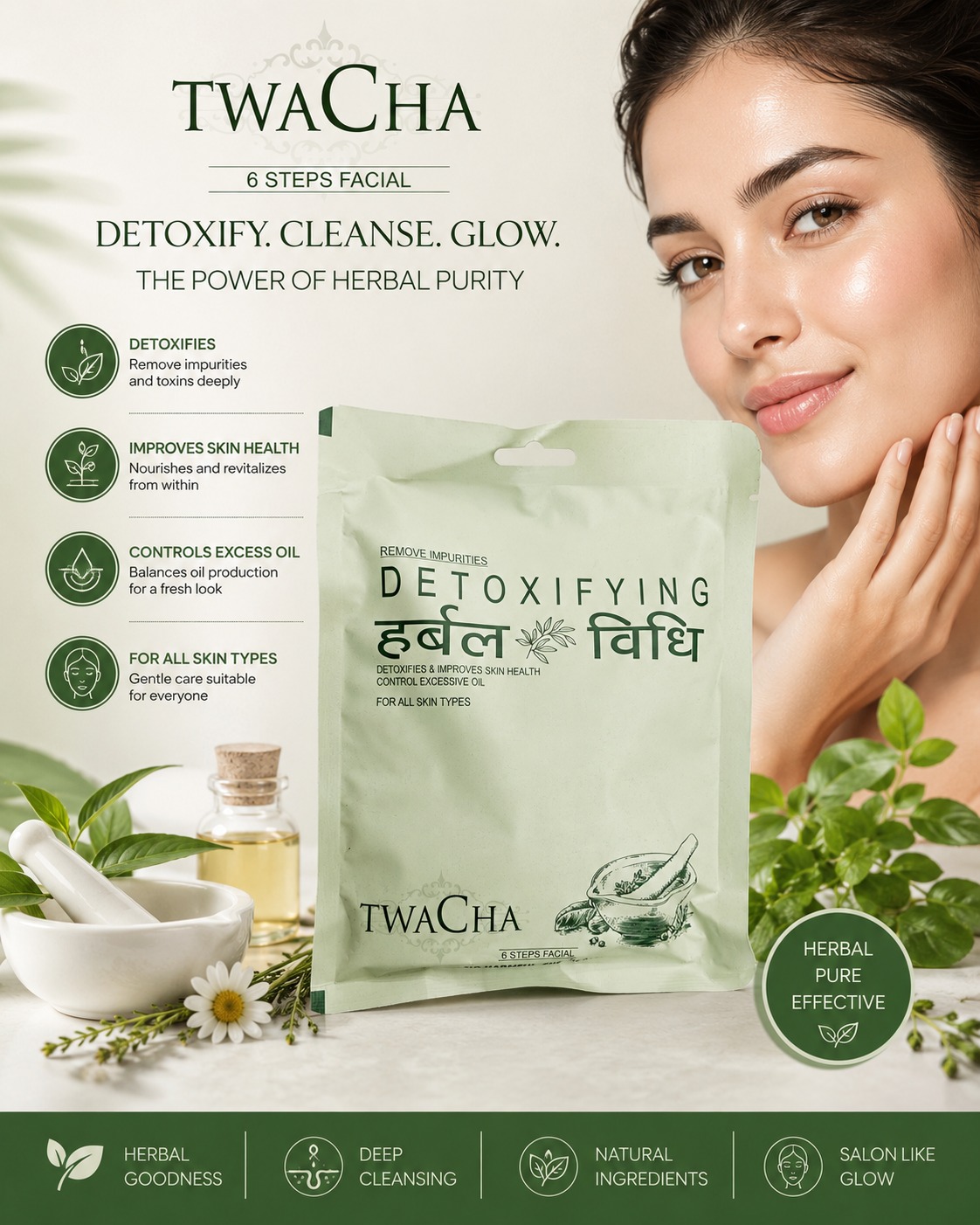 TWACHA Detoxifying Herbal Vidhi 6 Steps Facial Kit - Image 3