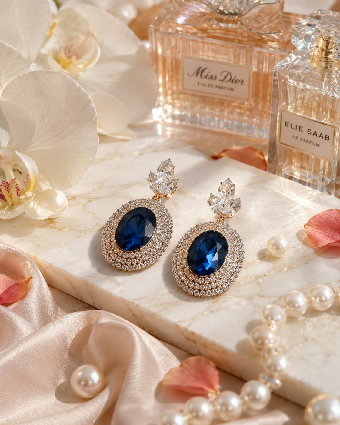Royal Sapphire Crystal Drop Earrings - Image 6