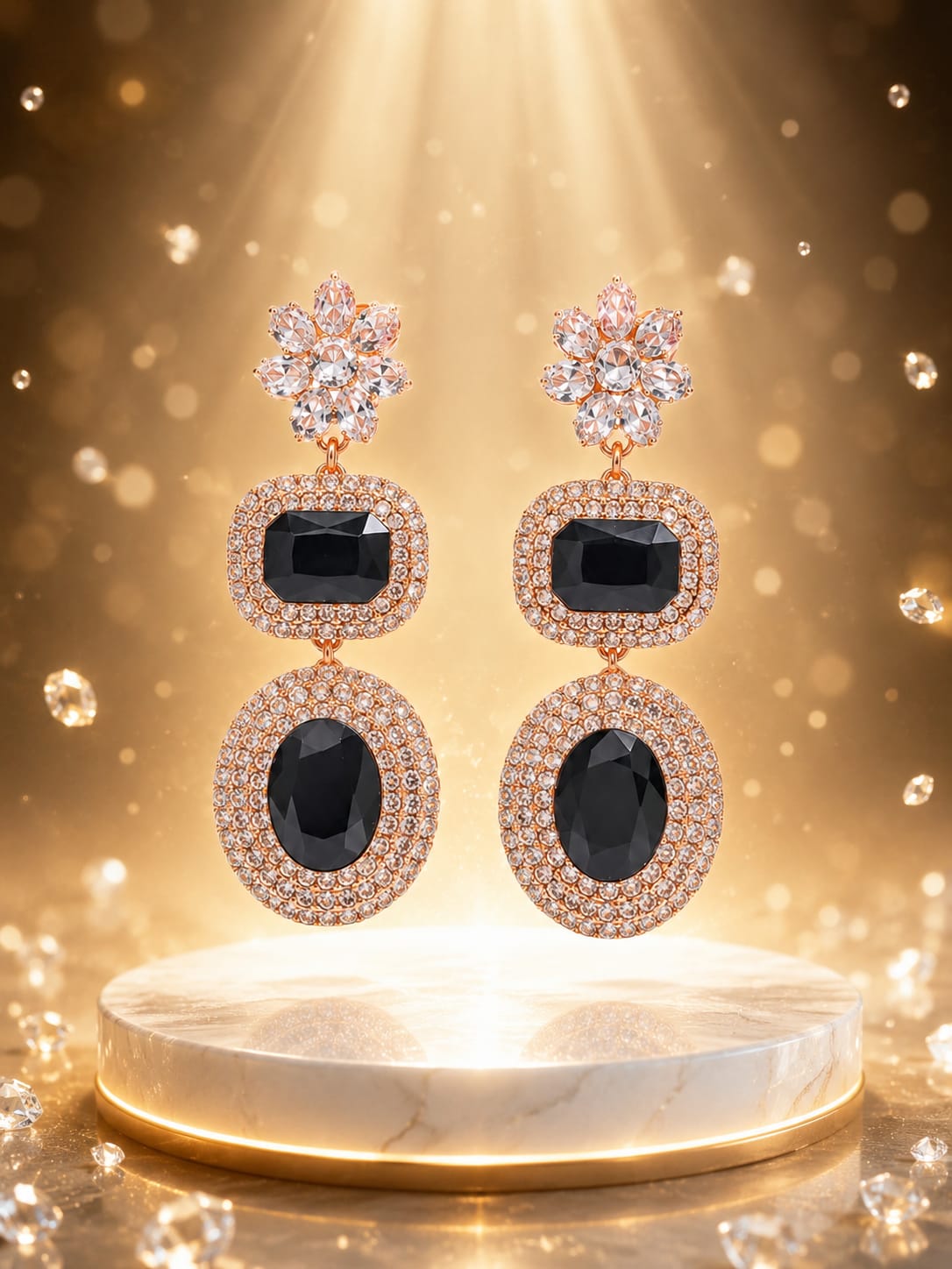 Midnight Royale Rose Gold Black Earrings - Image 4