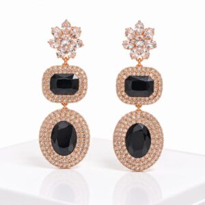 Midnight Royale Rose Gold Black Earrings