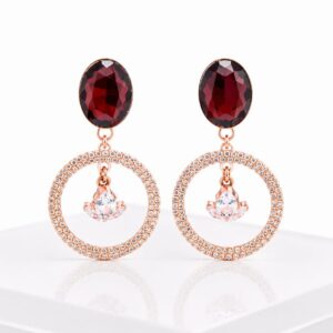 Ruby Halo Rose Gold Drop Earrings