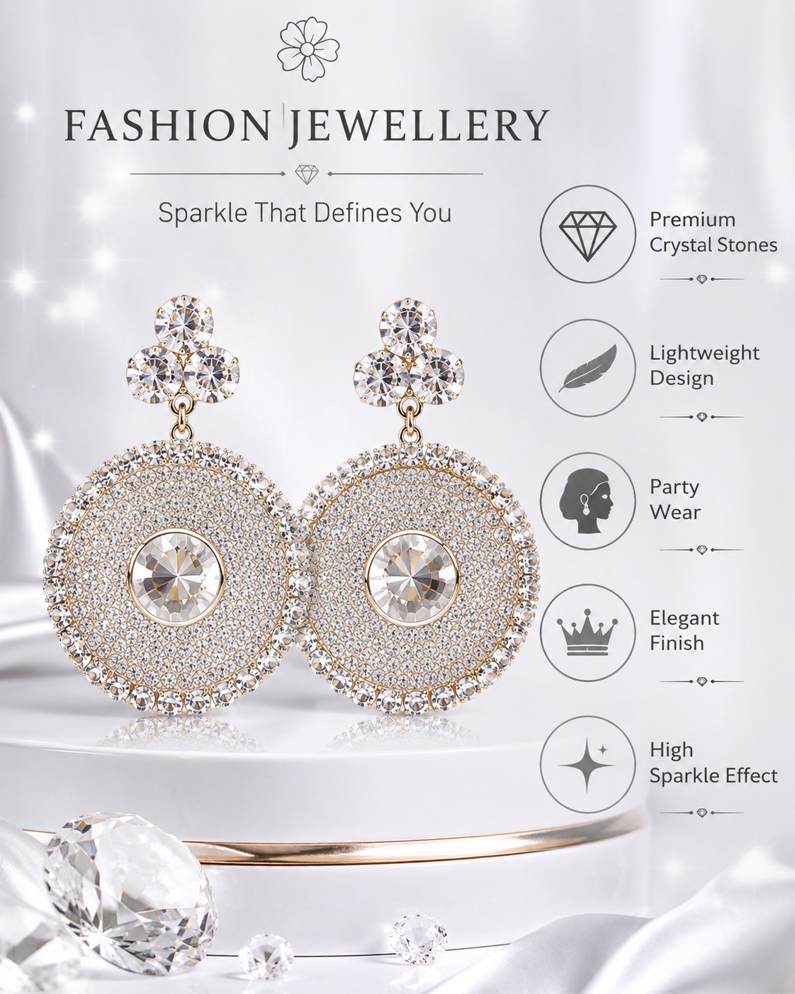 Royal Sparkle Crystal Drop Earrings - Image 5