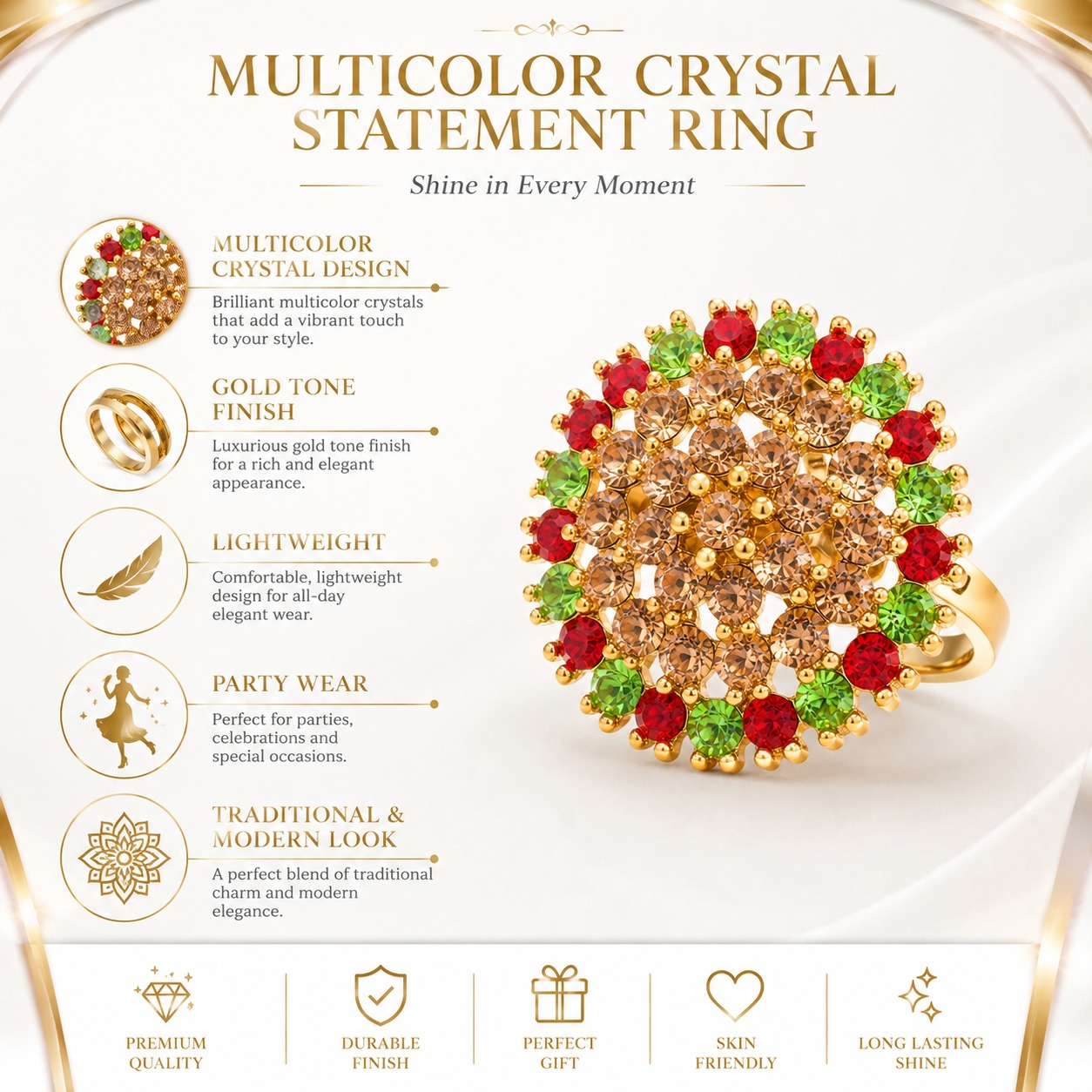 Royal Bloom Crystal Ring - Image 4