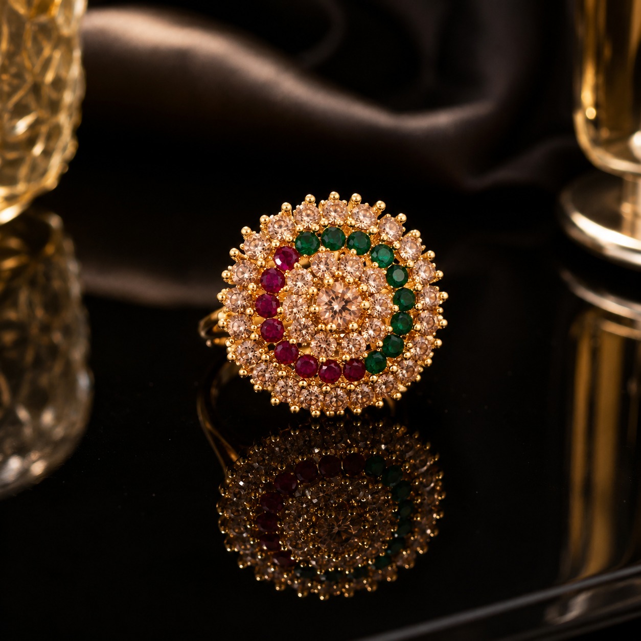 Regal Multicolor Floral Ring - Image 4