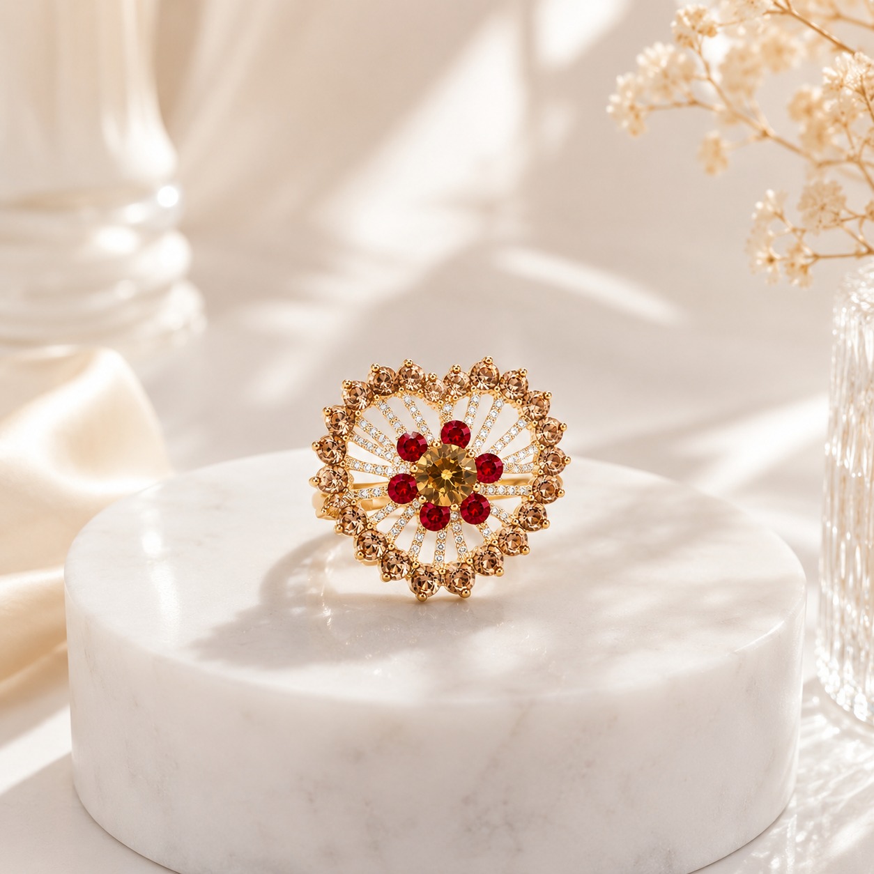 Heart Bloom Crystal Ring