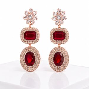 Ruby Royale Rose Gold Red Earrings