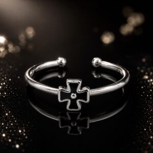 Modern Korean Cross Ring for Women – Elegant Minimalist Cross Design Ring