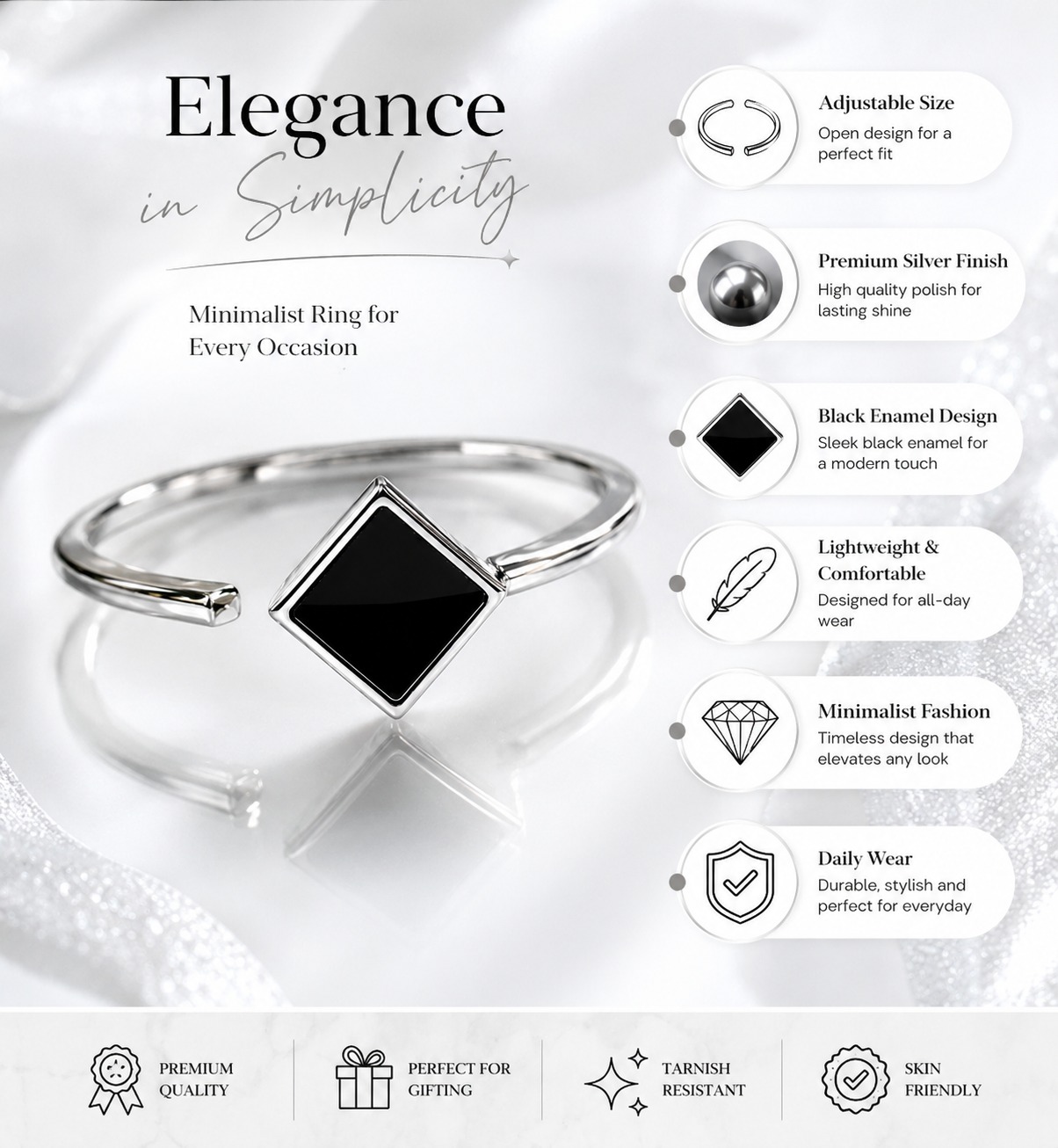Black Prism Silver Ring - Image 4