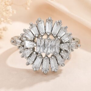 Imperial Crystal Ring with sparkling crystal centerpiece and elegant luxury adjustable design for women fashion jewelry