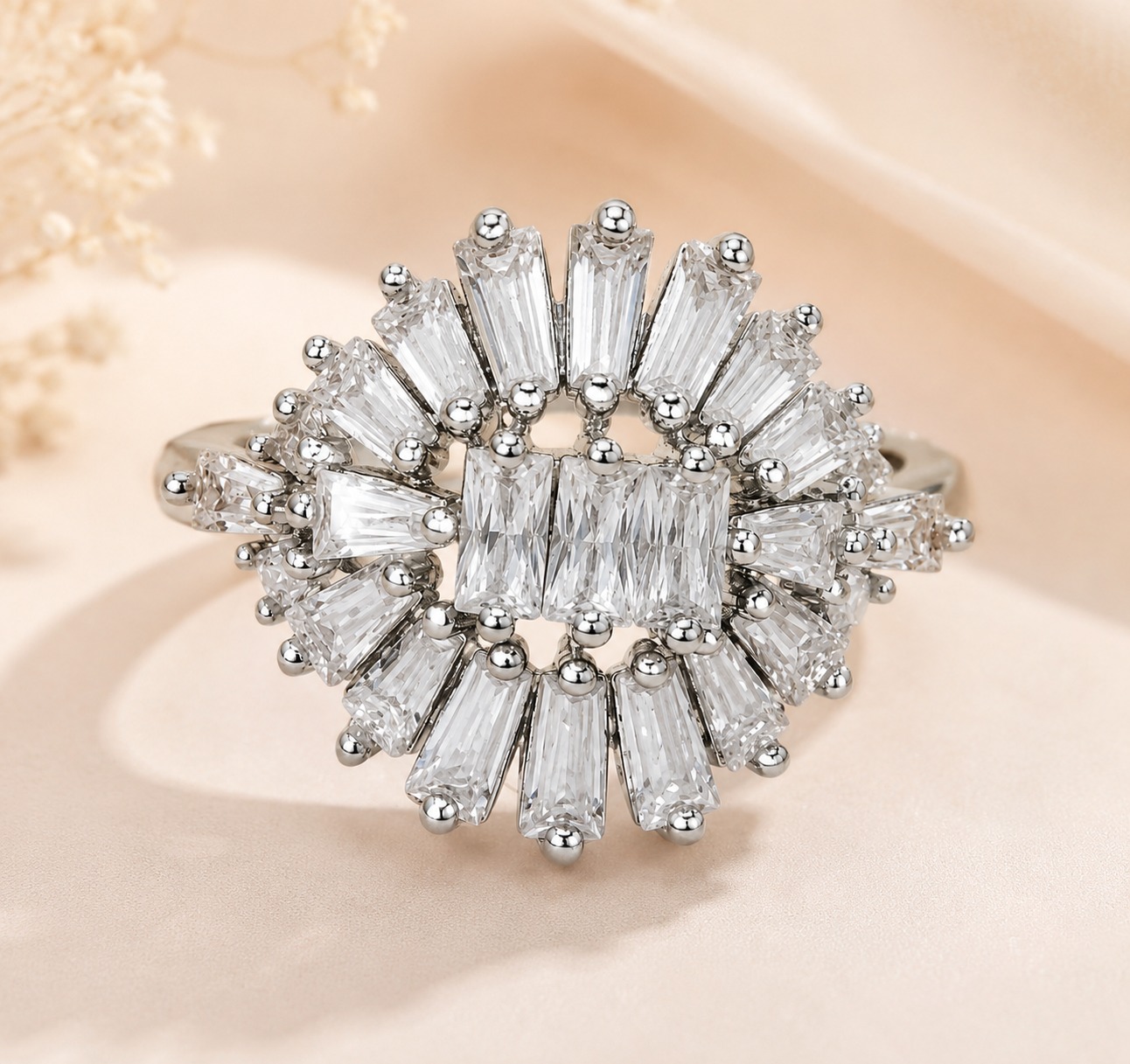 Imperial Crystal Ring with sparkling crystal centerpiece and elegant luxury adjustable design for women fashion jewelry