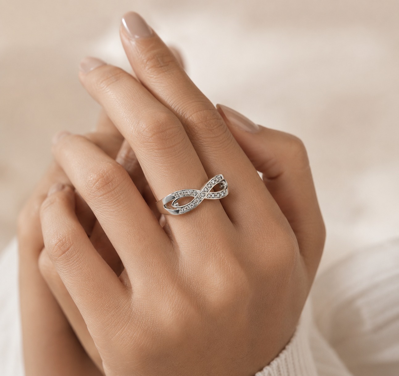 Silver Infinity Charm Ring - Image 5