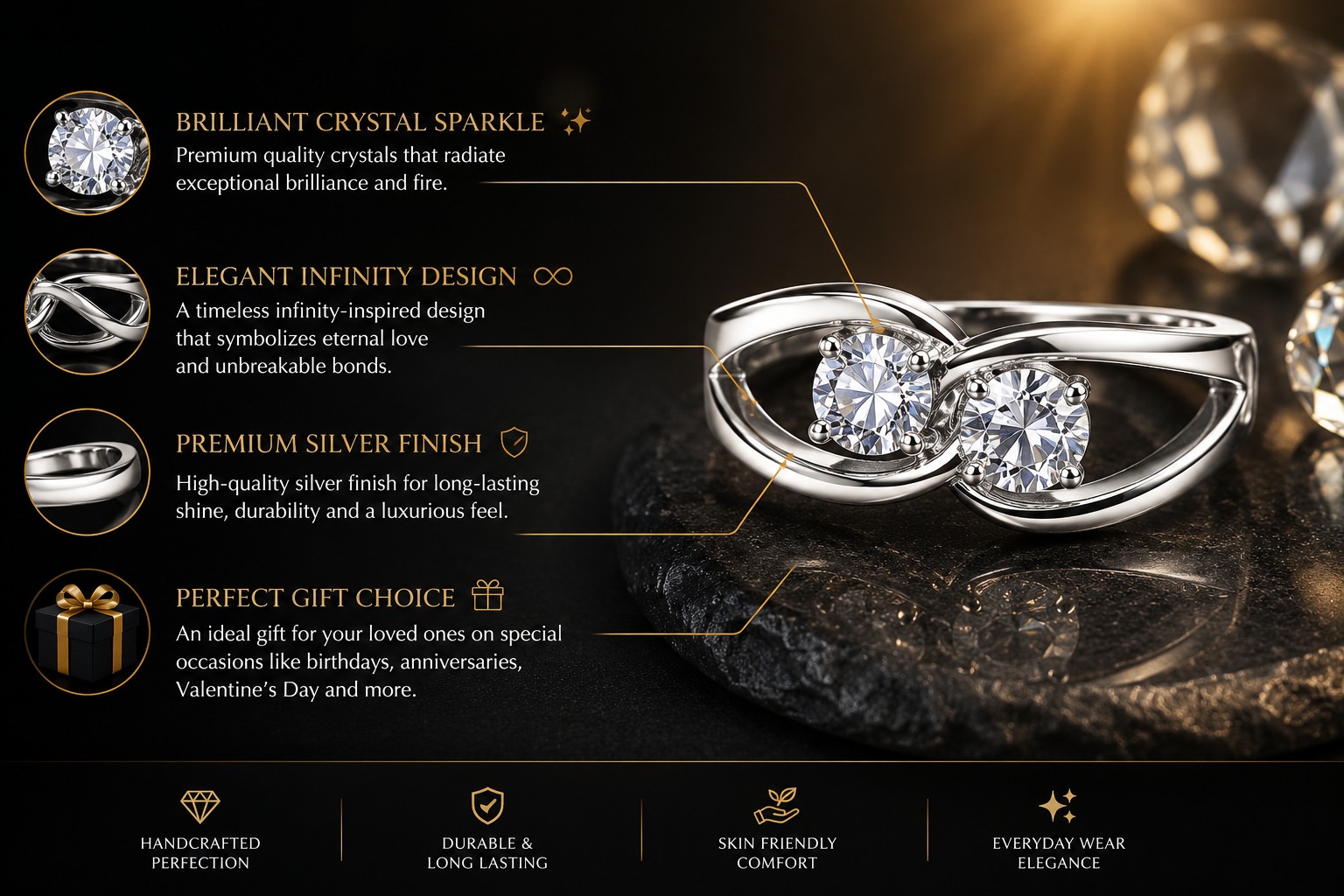 Twin Sparkle Infinity Ring - Image 3