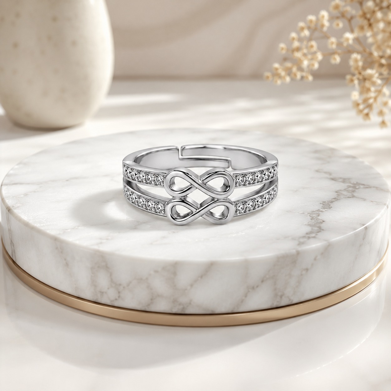 Infinity Love Crystal Ring with sparkling crystal infinity design for women