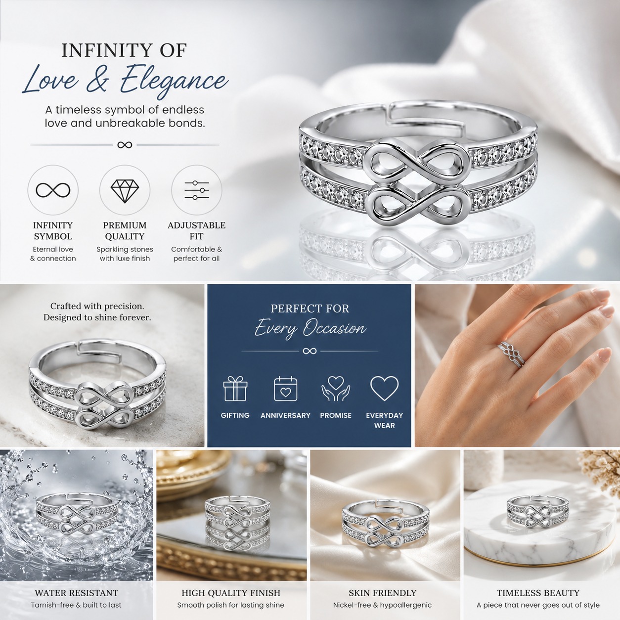 Infinity Love Crystal Ring - Image 4
