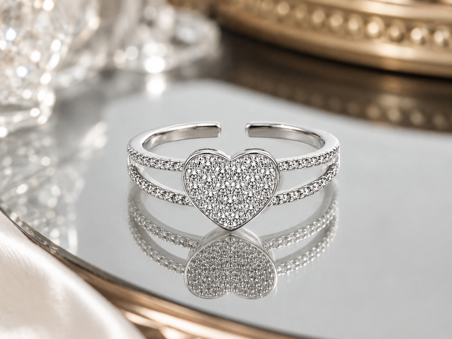 Heart Love Adjustable Ring with elegant heart design for women