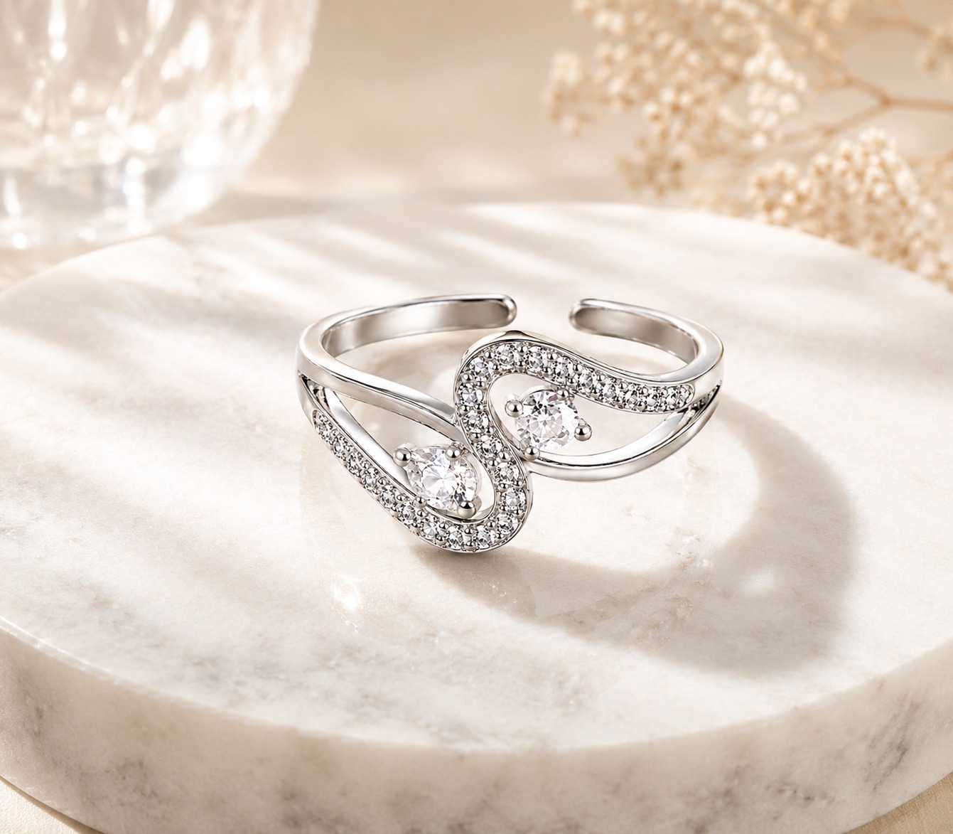 Silver Swan Adjustable Ring for Women - Image 2