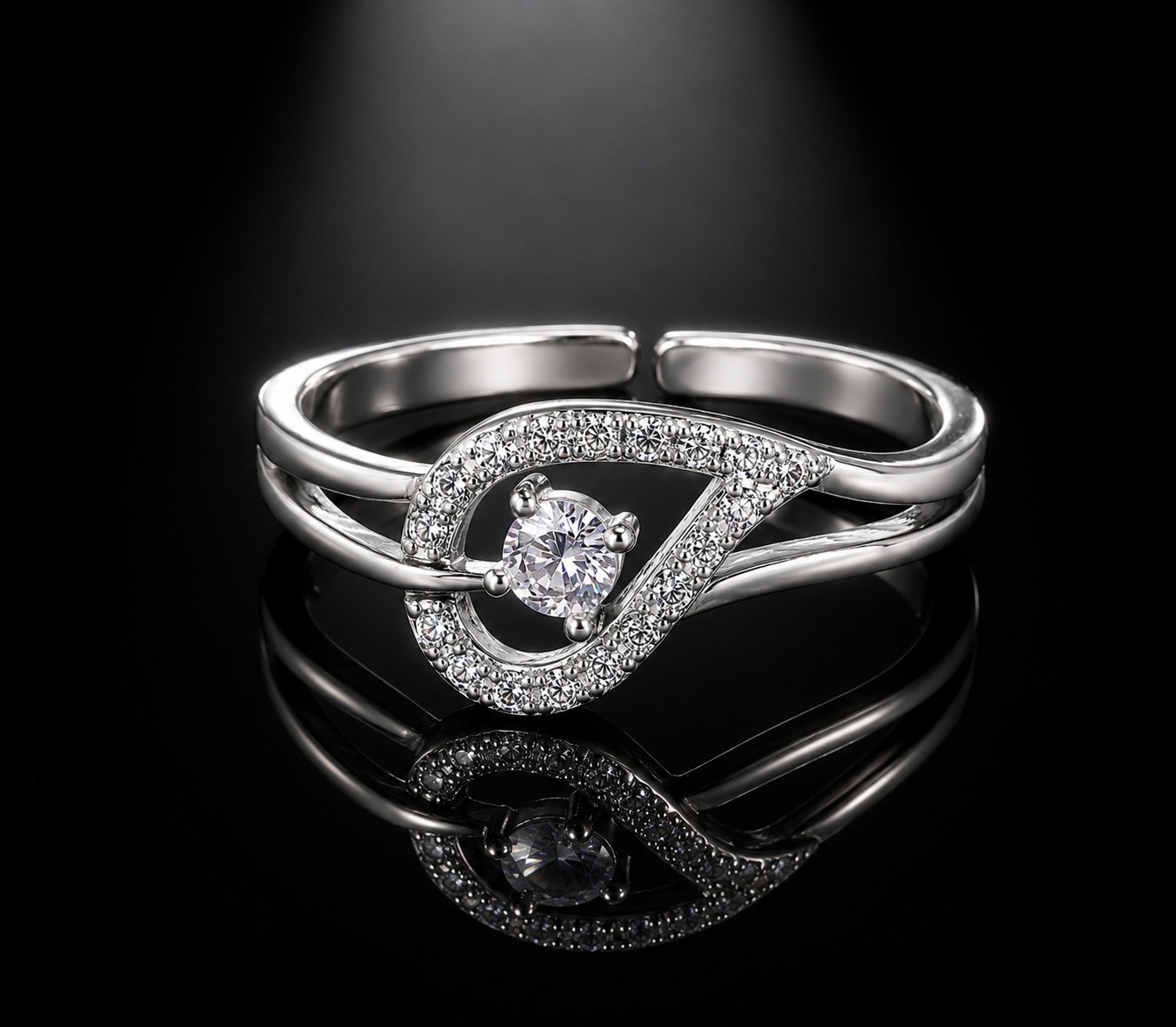 Silver Heart Infinity Adjustable Ring - Image 2