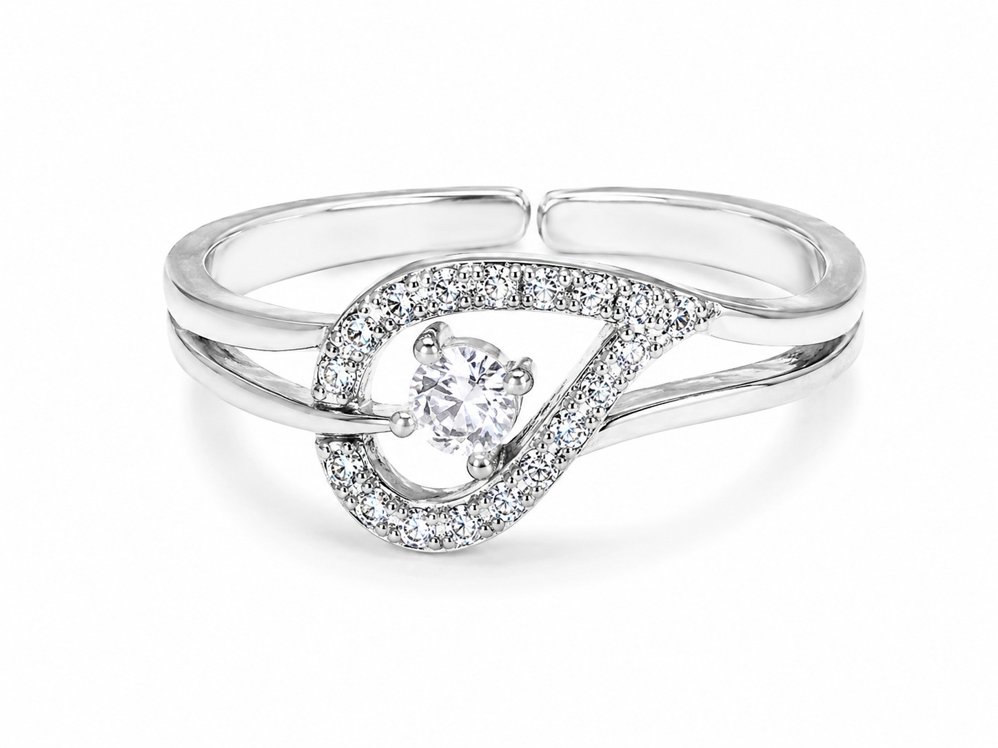 Silver Heart Infinity Adjustable Ring - Image 3