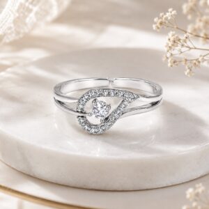 Silver Heart Infinity Adjustable Ring for women with elegant infinity symbol and heart design